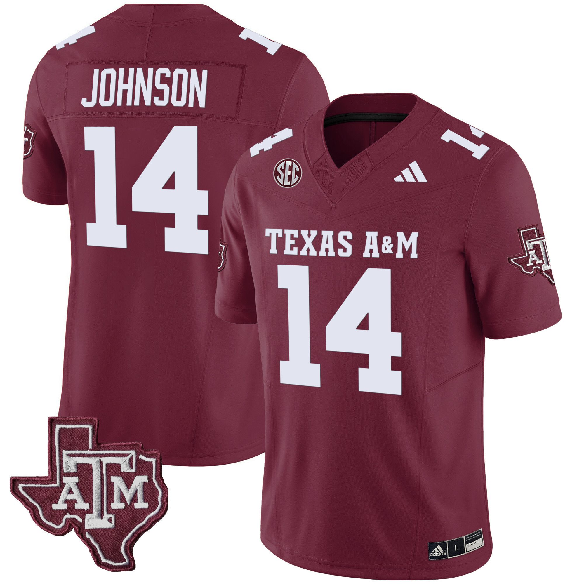Men Texas A&M Aggies #14 Johnson Red 2024 Vapor Limited NCAA Jersey style 1